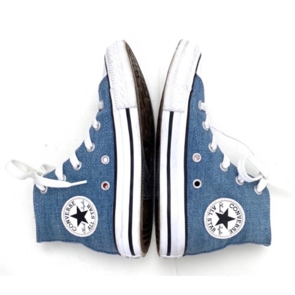 CONVERSE All Star Floral Patch Denim High Top Sneakers Size 12 Kids  362878F - Picture 7 of 11